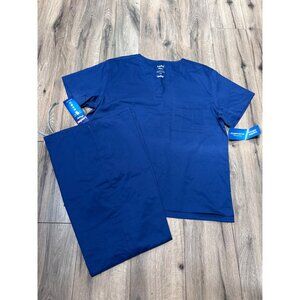 Landau All Day Unisex Scrub Set LGE DK Blue 65% Polyester 35% Cotton Mechanical